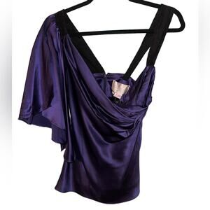 MARC BOUWER GLAMIT! 100% SILK SEQUINED STRAP ONE SLEEVE DRESSY TANK SIZE S